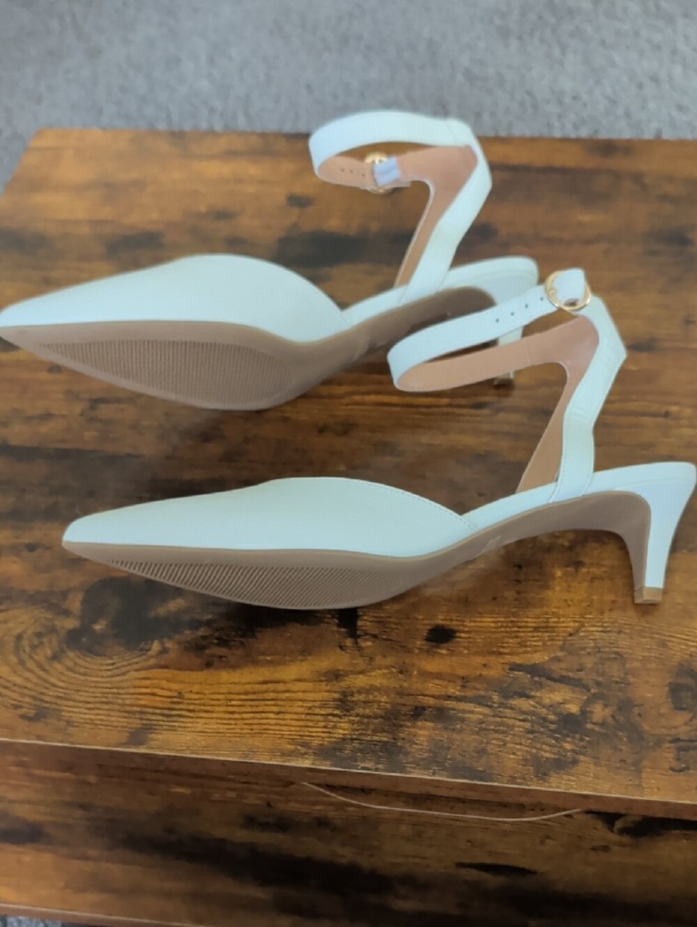 Dream Pairs White Pointed Toe Ankle Strap Heels - Picture 2 of 5
